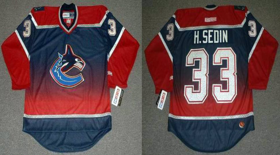 2019 Men Vancouver Canucks #33 H.Sedin Red CCM NHL jerseys